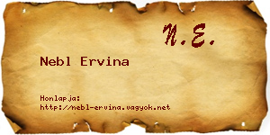 Nebl Ervina névjegykártya